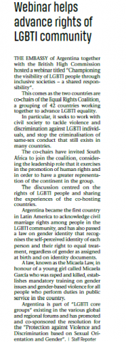 Embassy In South Africa Webinar To Promote Lgbti Rights In South Africa Embassy In South Africa Webinar To Promote Lgbti Rights In South Africa